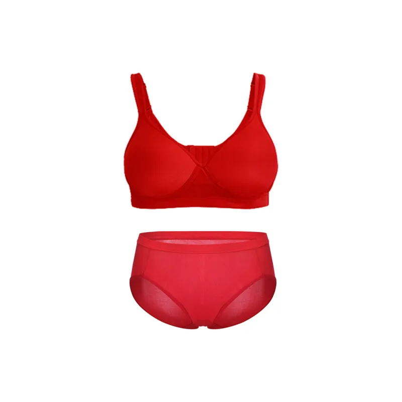 JINSANT Underwear Set Women's Red-0
