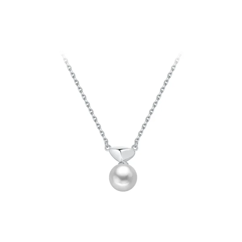 BABYBEI 925 Sterling Silver 18K White Gold Plated Shell Pearl Necklaces Women's-0