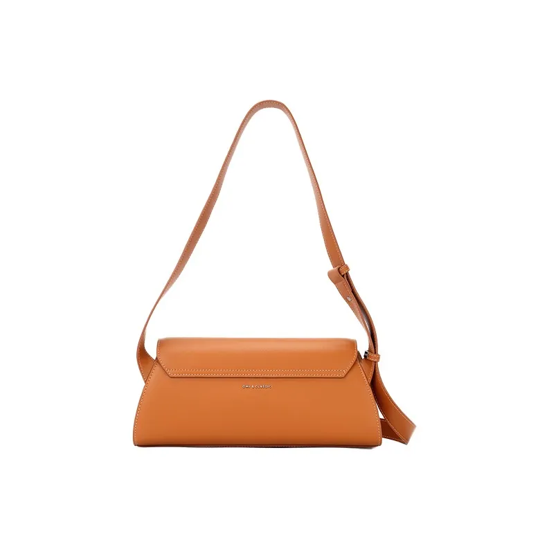 OMI Split Cow Leather Underarm Shoulder Bag Regular Women's Caramel/Ecru/Black/Light Blue-1