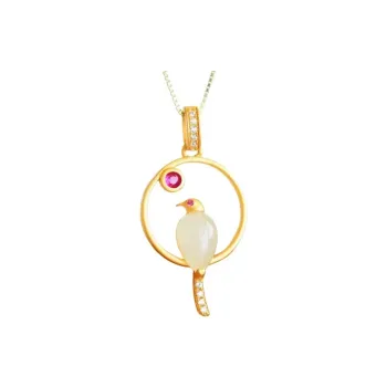 XIFULI Hetian Jade Necklaces Pale Greenish White Jade Women's