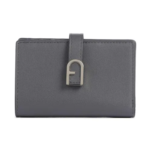 Furla Grain Leather Wallet Small Size Women's Dark Gray