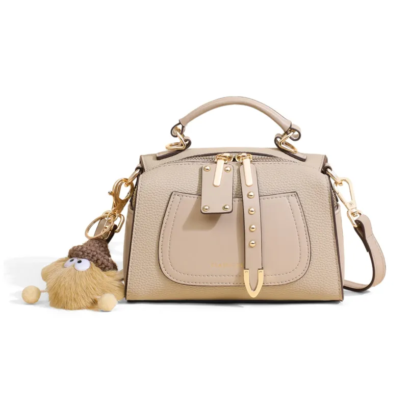 COMELY Cow Leather Patchwork Synthetic Leather One Shoulder Handbags Regular Women's Elephant Gray-1