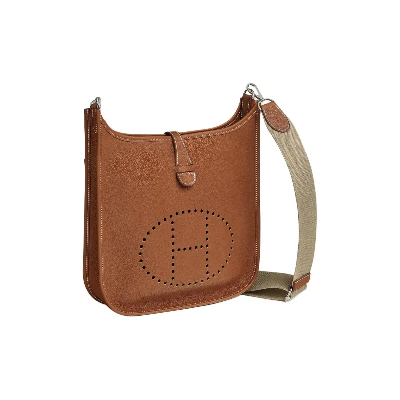 HERMES Evelyne Barenia Faubourg Calfskin Crossbody Bag Shoulder Bag Women's Light Yellow Umber With A Hint Of Taupe-1