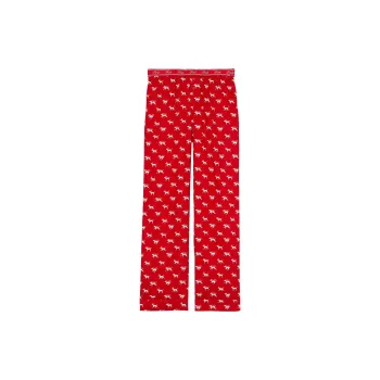 Victoria's Secret PINK Flannel Sleep Pants / Bright Vermillion Dogs Pajama Pants Women's Red