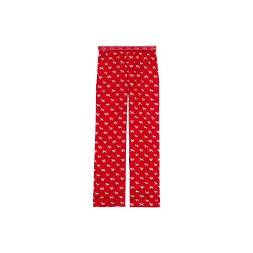 Victoria's Secret PINK Flannel Sleep Pants / Bright Vermillion Dogs Pajama Pants Women's Red