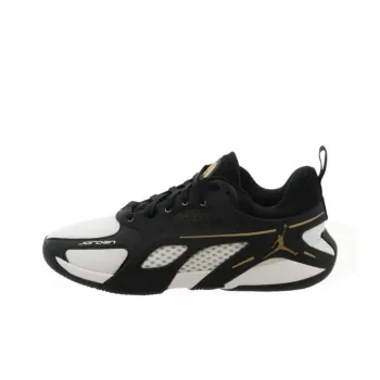 Jordan Anti Slip Wear Resistant Low Top Basketball Shoes Unisex Black Gold