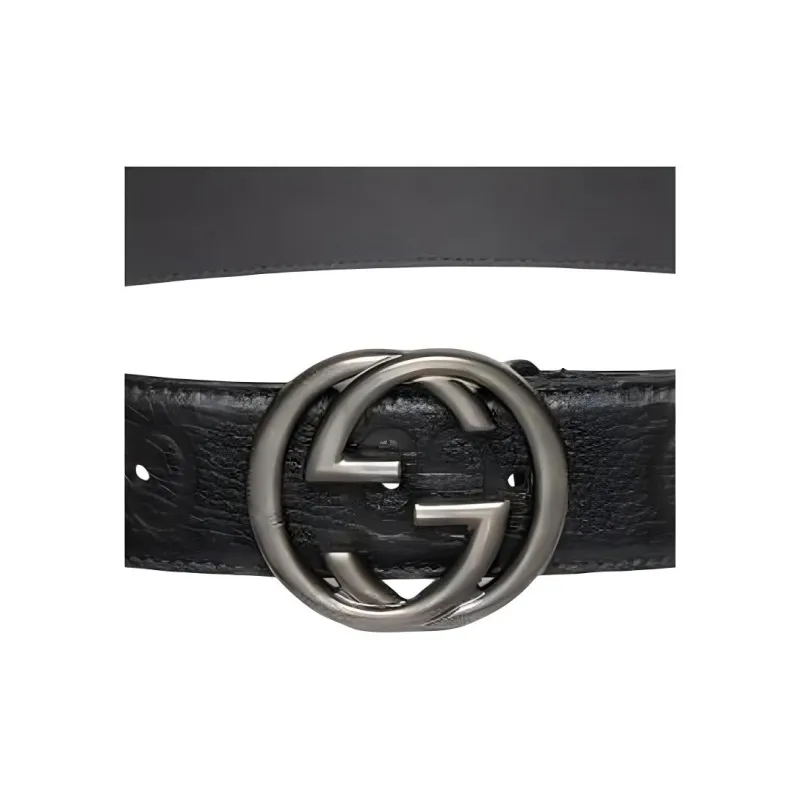 GUCCI Leather Belts Men's Black Width 4CM-1