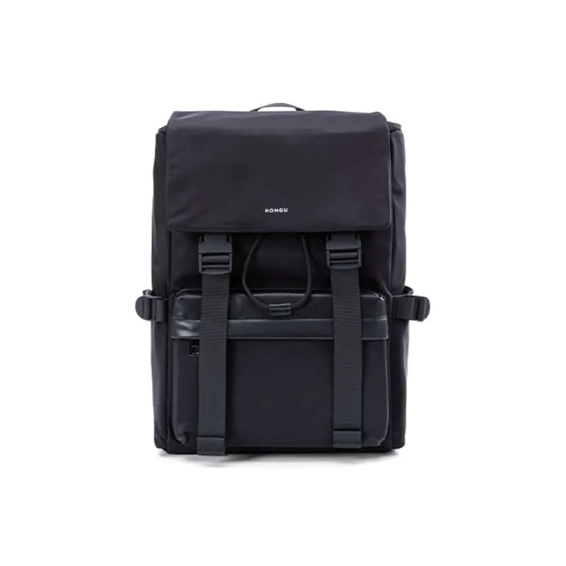HONGU Fabric Backpack Tubas Men's Pitch Black-0
