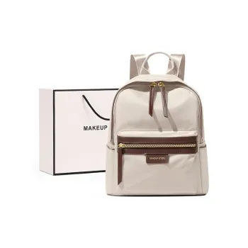 MAKEUP KITTEN Nylon Fabric Synthetic Leather Mini Backpack Regular Women's Khaki/Black