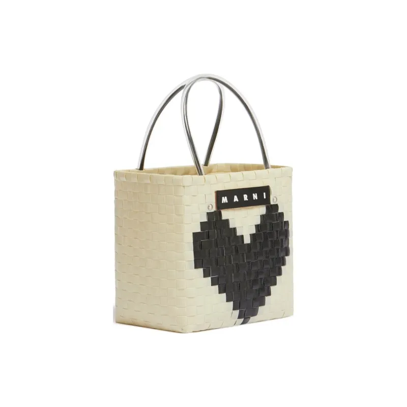 MARNI Polypropylene Tote Bag, Shopping Bag, Handbag Mini Women's White & Black-1