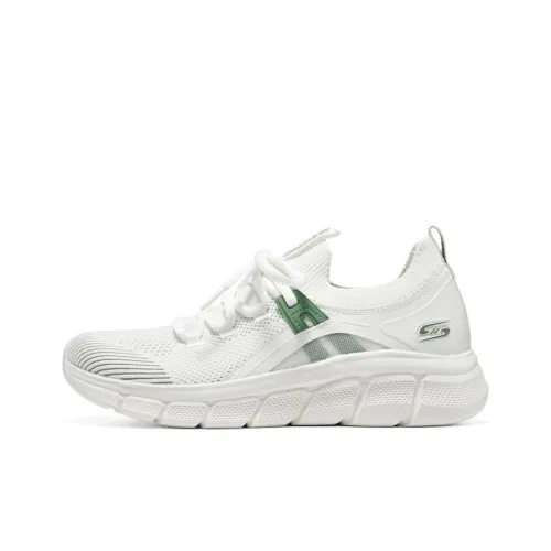 Skechers Bob's Abrasion Resistant Cushioning Low Top Casual Shoes Women's White Green