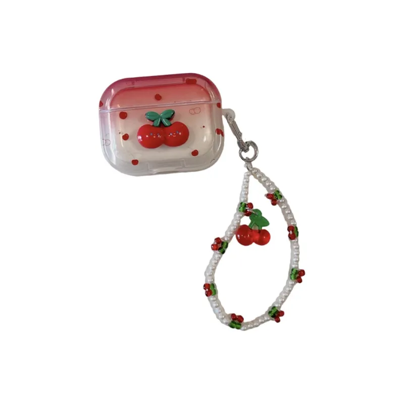 Baohuguang Compatible With AirPods 2/1/pro TPU Ins Gradient Gradient 3D Effect Cherry Headphone Cases-0