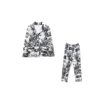 Slimma Pajama Set Women's Black White
