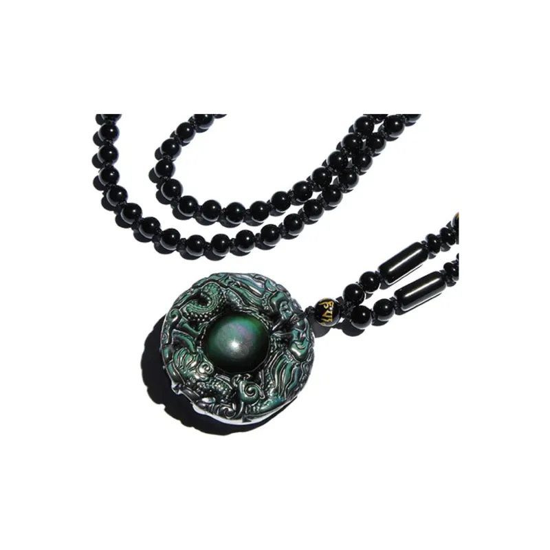 Yi Mingju Obsidian Jade Pendants Unisex-3