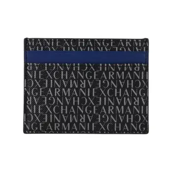 ARMANI EXCHANGEAE Genuine Leather Card Holder Men's Black & Blue