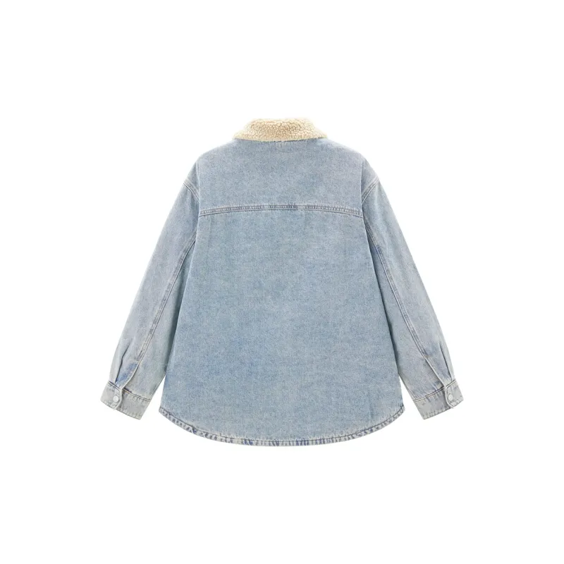 LEDIN x XIAOYANGXIAOEN,LIANMINGKUAN Denim Jacket Women's Faded Denim Blue-1