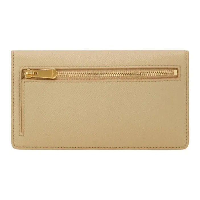 FERRAGAMO Calfskin Wallet Tubas Women's Stone Color-1