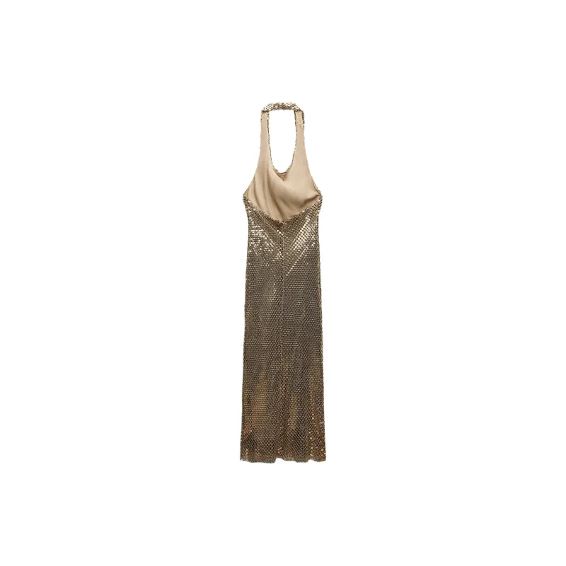 ZARA Slip Dresses Women's Gold-1