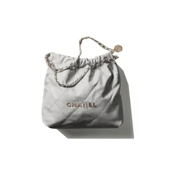 CHANEL 22Bag Smooth Finish Calfskin Tote Bag, Shopping Bag, Portable Crossbody Bag, Shoulder Bag Women's Silver
