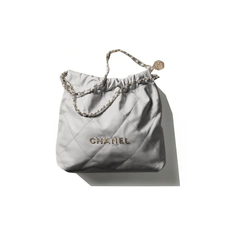 CHANEL 22Bag Smooth Finish Calfskin Tote Bag, Shopping Bag, Portable Crossbody Bag, Shoulder Bag Women's Silver-0