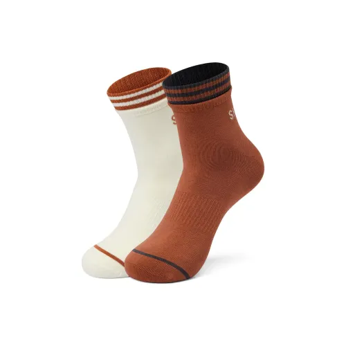 Skechers Elegant Diamond Collection Casual Ankle Socks Unisex 2 Pack Ivory/Light Brown