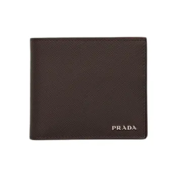 PRADA Saffiano Cow Leather Wallet Men's Coffee Pipo's Sea Blue