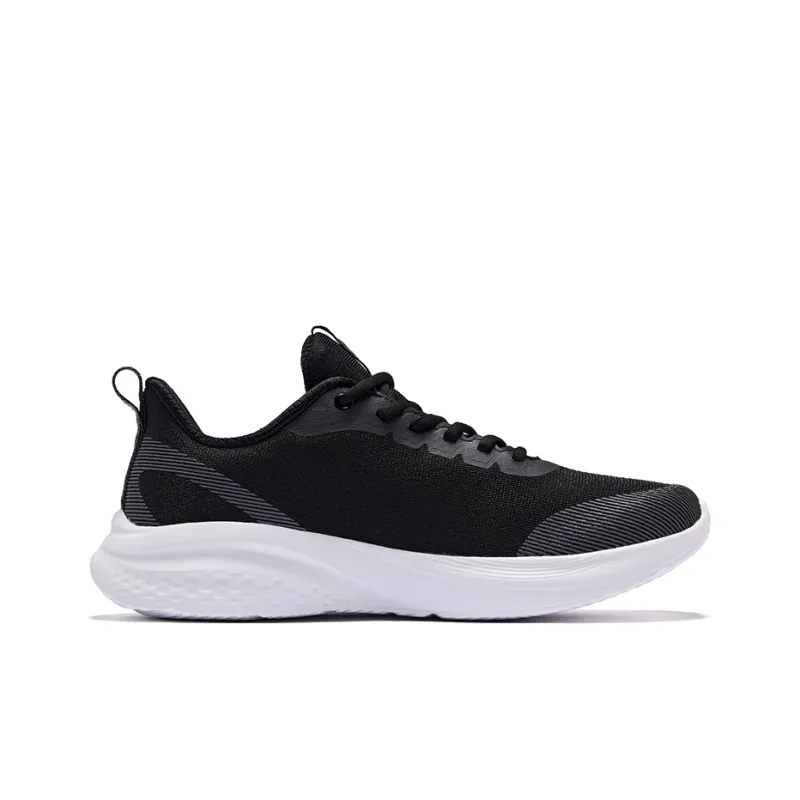 Erke Cushioning Lightweight Low-Top Running Shoes Men's Jet Black Carbon Gray-1