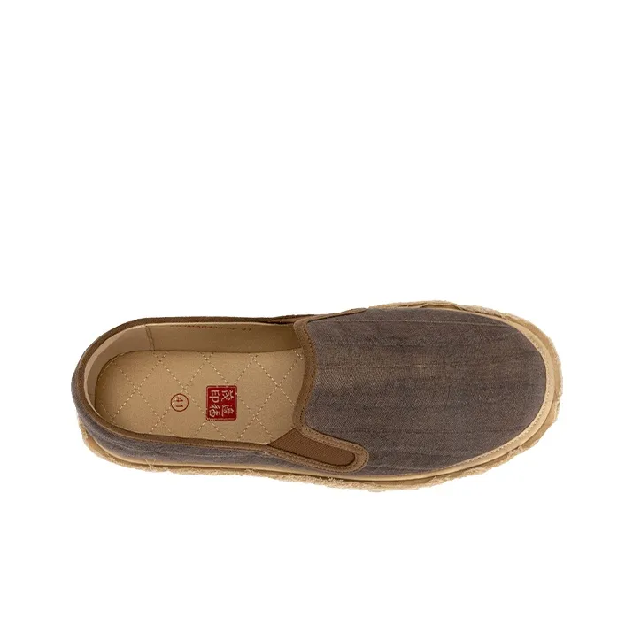 Bian Fumao Chinese Time Honored Handcrafted Old Beijing Cloth Shoes Casual Shoes Men's Transparent Rubber Sole-3
