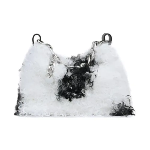 APEDE MOD Plush Lunch Bag Crossbody Bag Shoulder Bag Women's Black/White Shag