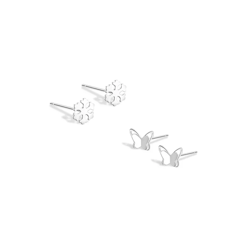 BLANK IN BLANK Sterling Silver Stud Earrings Women's Birthday Present Box-0
