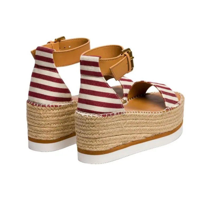 See By Chloe Glyn Strap Sandals 5.5cm Women's Brown Red White-4