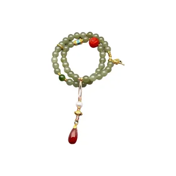 Cuiya Golden Building Bracelets Pale Greenish White Jade Unisex