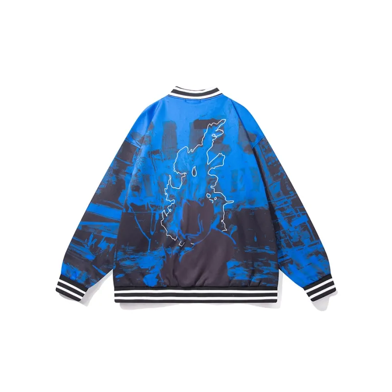 FireMonkey Baseball Jacket Unisex Black Blue-1