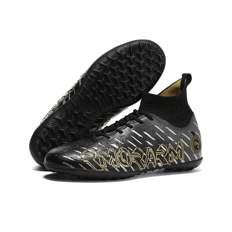 OFFER AITR Soccer Shoes Unisex High Top Black/White/Cyan-2