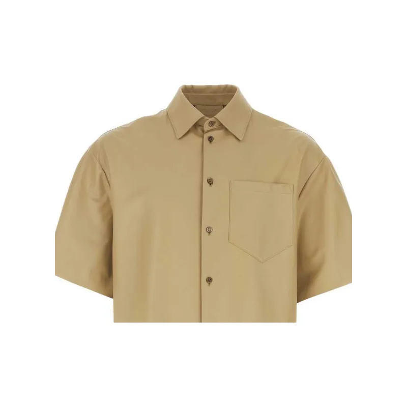 PRADA Buttoned Short Sleeved Leather Shirt-2