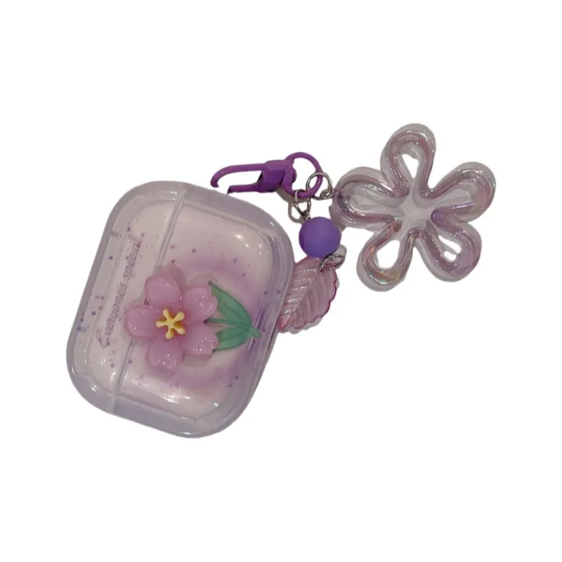 Baohuguang Compatible With AirPods 2/1/pro TPU Ins Refreshing Fade Purple Floral Headphone Cases-1