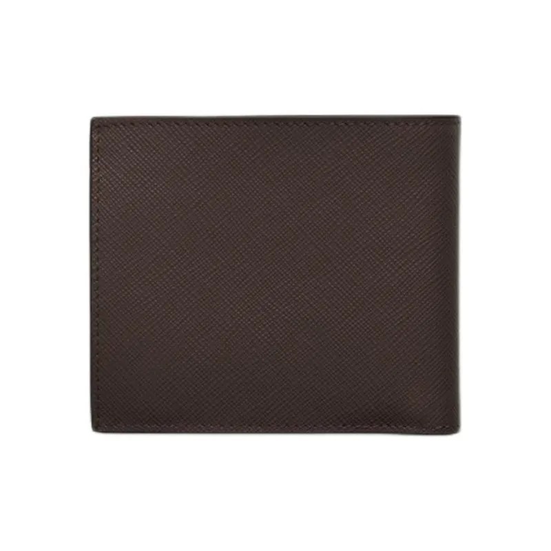 PRADA Saffiano Cow Leather Wallet Men's Coffee & Baltic Sea Blue-2