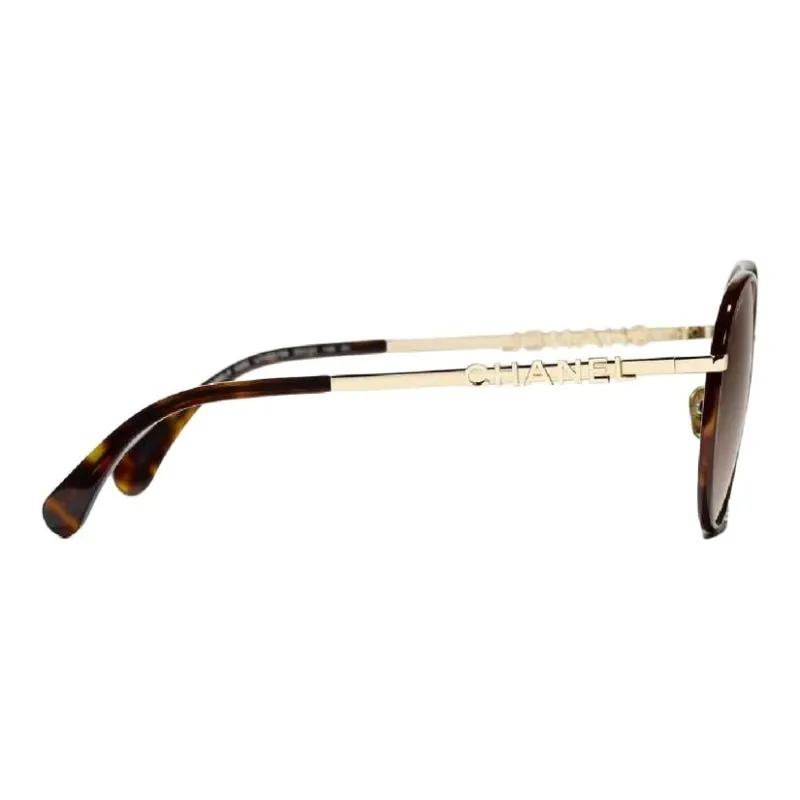 CHANEL Metal Round Sunglasses Unisex Tortoiseshell-2