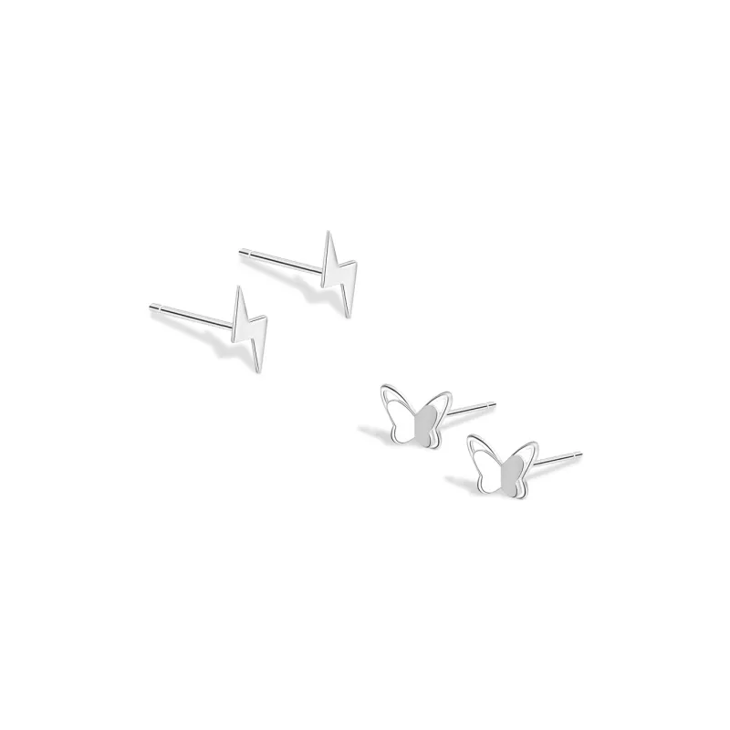 BLANK IN BLANK Sterling Silver Stud Earrings Women's Couple Bestie Female Friend Girl Birthday-0