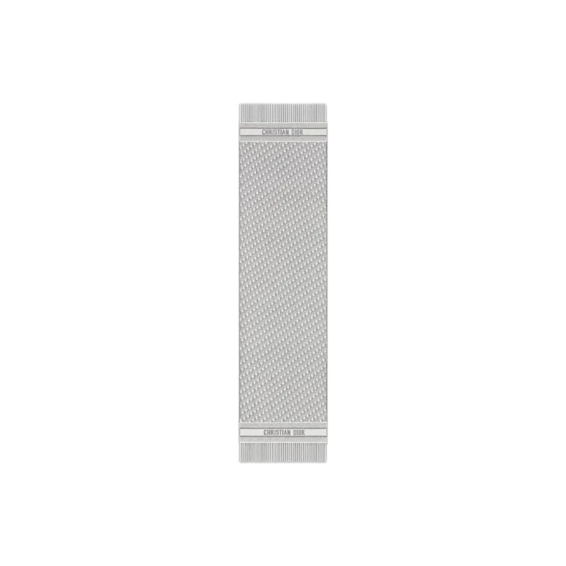 DIOR Cashmere Viscose Polyester Film Fiber Knit Scarves Women's Gray-2