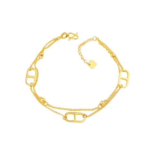 Good Has A Cause 5G Gold Adjustable Chain Solid Gold 999 Priced In Gram Pig Nose Double-Layer Bracelet Women's