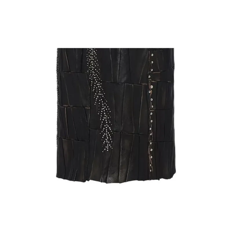 PRADA Patchwork Leather Midi Dress-4
