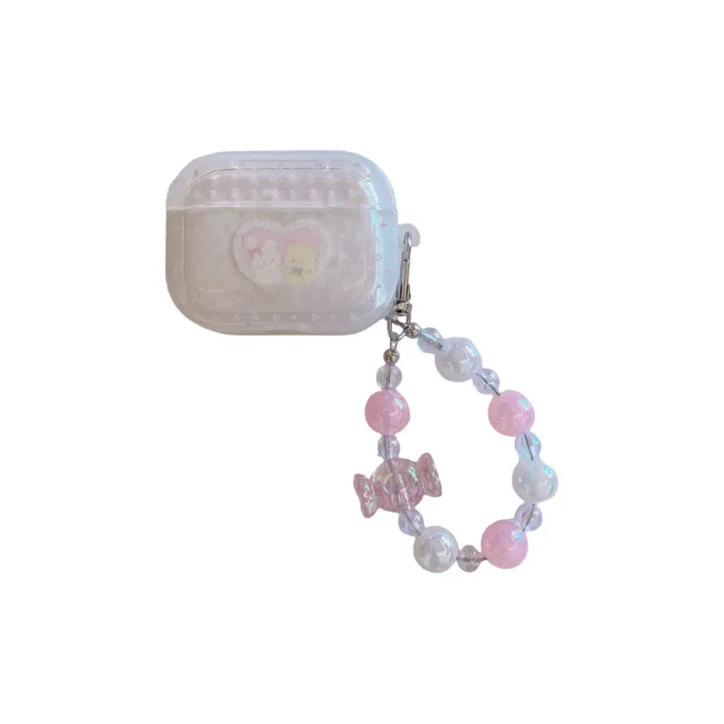 Baohuguang Compatible With AirPods 1/pro/2 TPU Early Spring Pink Small Floral Rabbit Headphone Cases-2