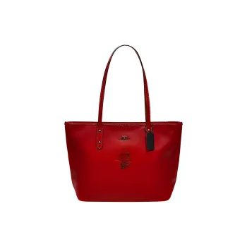 COACH Eco Friendly Material Leather Tote Bag Shopping Bag Shoulder Bags Handbags Large Size Women's Red