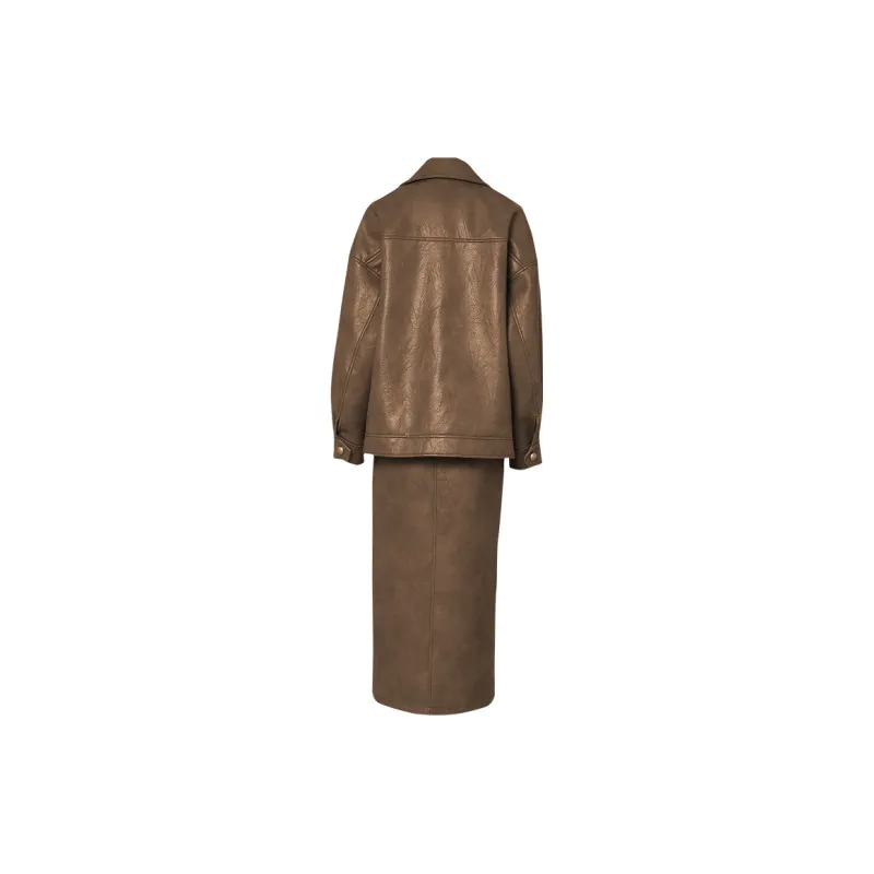 Duffy Fashion Skirt Set Women's Coffee-1