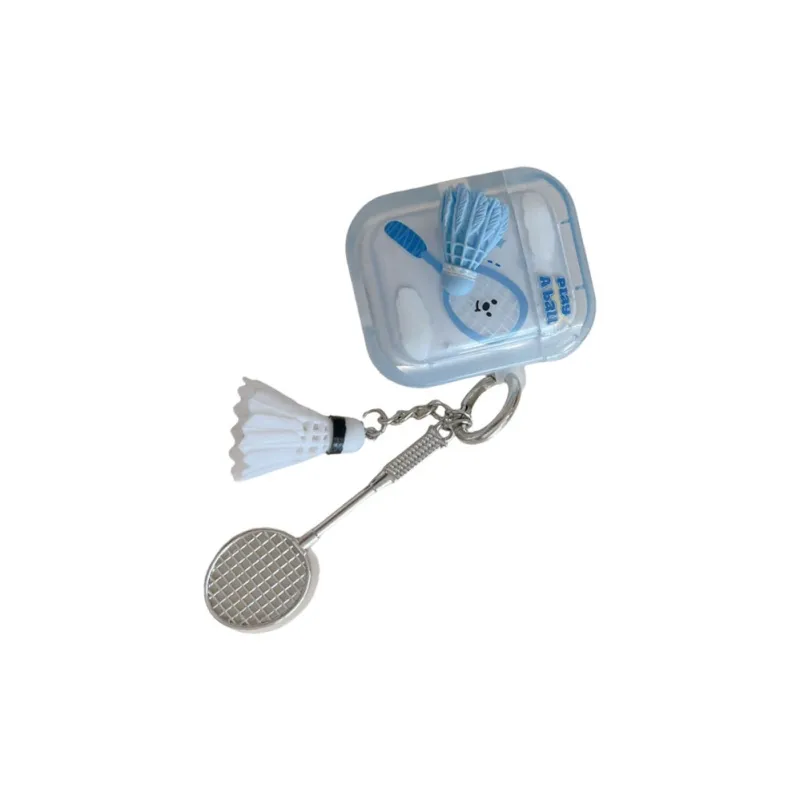 Baohuguang Compatible With AirPods 2/1/pro TPU Ins Creative Rotating Blue Badminton Headphone Cases-2