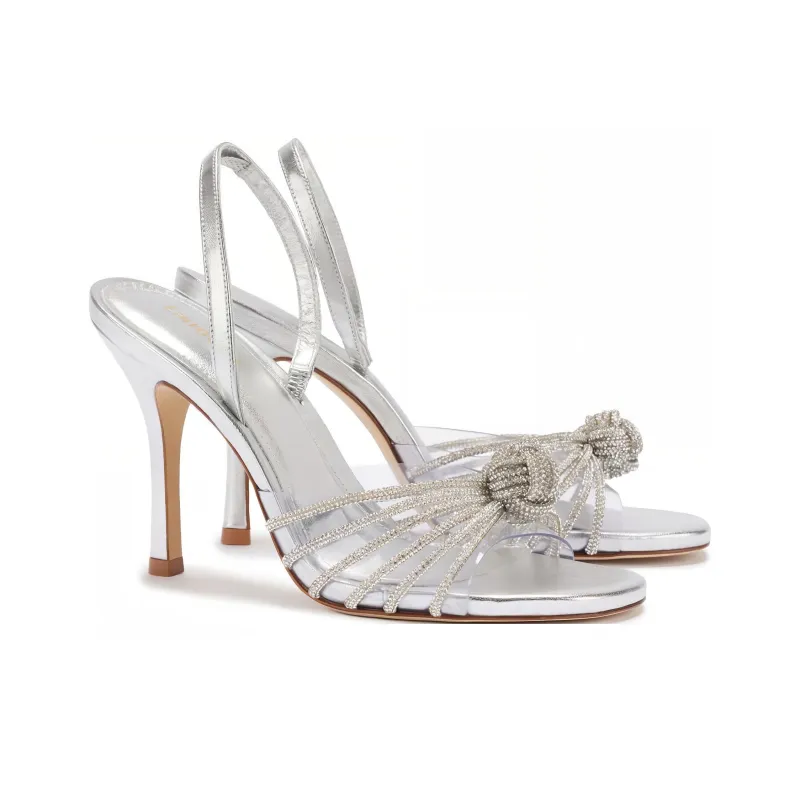 Larroude Valerie Strap Sandals 9.5cm Women's Silver-2
