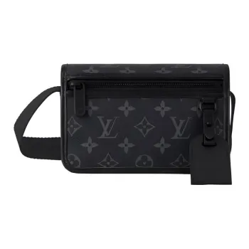 LOUIS VUITTON Bosphore Coated Canvas Cow Leather Patchwork Handheld Crossbody Bag Men's Black