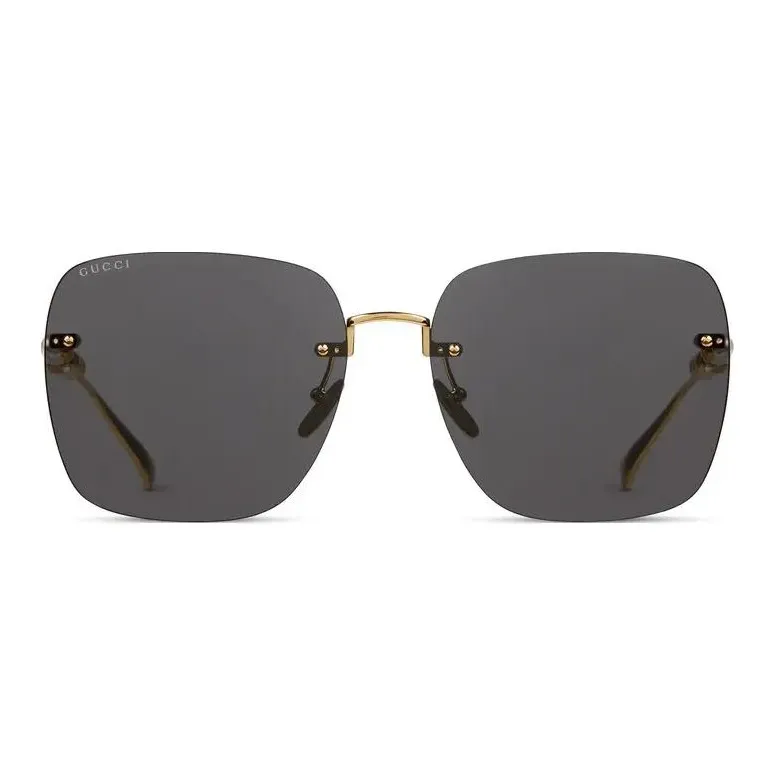 GUCCI Metal Square Sunglasses Women's Gold-0