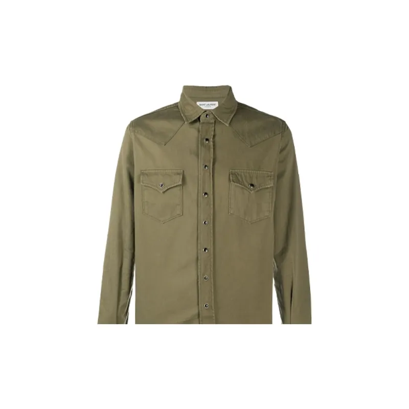 SAINT LAURENT Distressed Classic Western Shirt-4
